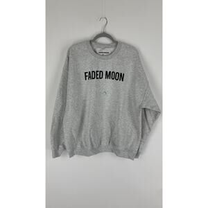Faded Moon Mens Crewneck Sweatshirt Size XL Heather Grey New Pullover